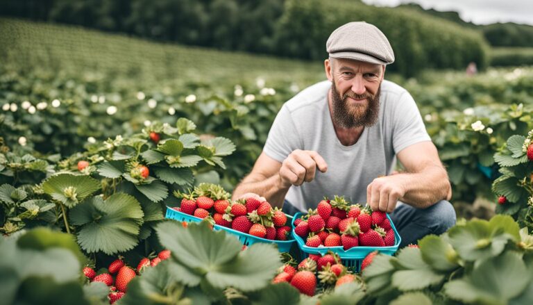 Tyler picking strawberries